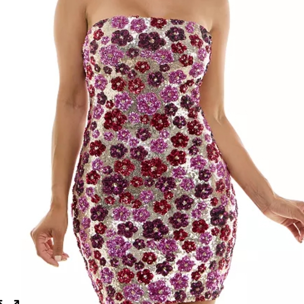 B Darlin Sequin Floral Mini Dress